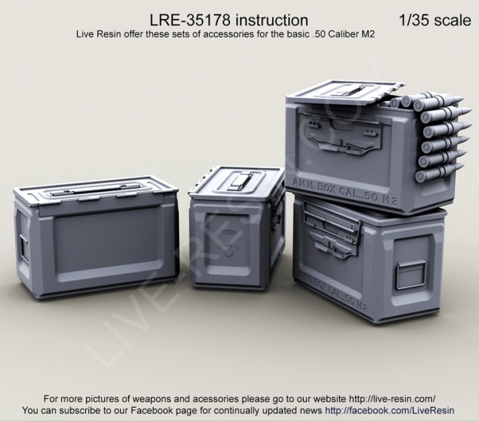 Live Resin LRE35178 1/35 WWII US Army .50 M2 Ammunition Ammo Box opened, improved level of details