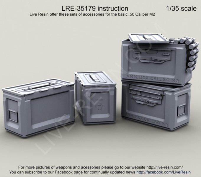 Live Resin LRE35179 1/35 WWII US Army .50 M2 Ammunition Ammo Box Closed, improved level of details