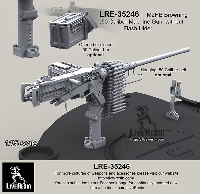 Live Resin LRE35246 1/35 M2HB Browning .50 Caliber Machine Gun TANK version WWII - Korean War - 