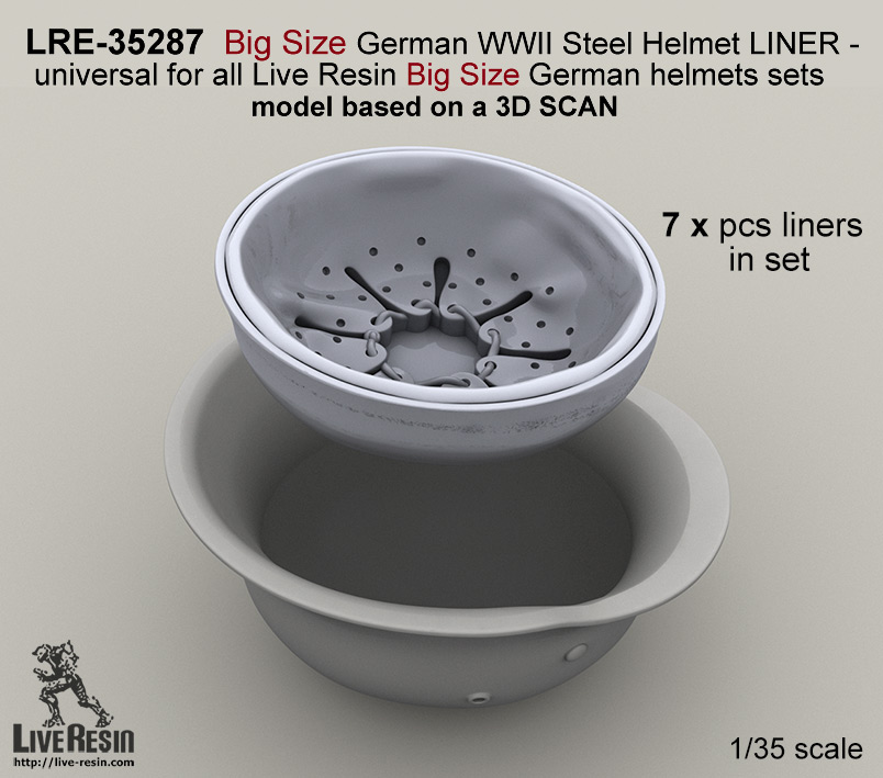 Live Resin LRE35287 1/35 Big Size German WWII Steel Helmet LINER - universal for all Live Resin German helmets