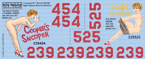���åĥ��� KW132017 1/32 P-61 �֥�å� �����ɥ� ��548�����Ʈ������ `Cooper Snooper` `Night Take-Off` β���� 1945 ��