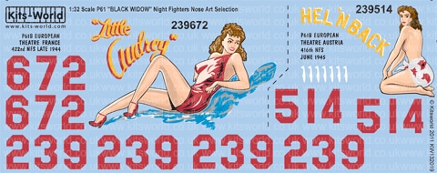 ���åĥ��� KW132019 1/32 P-61 �֥�å� �����ɥ� ��416�����Ʈ������''Hel N Back' �������ȥꥢ 1945ǯ6 ��,��422�����Ʈ������ 'Little Audrey' �ե�� 1944ǯ��Ⱦ