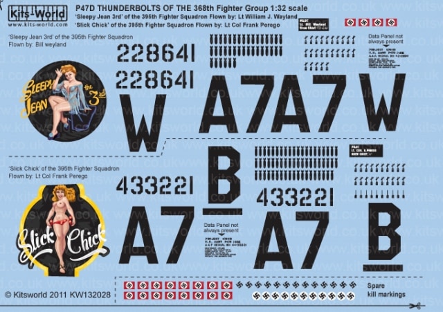 ���åĥ��� KW132028 1/32 WWII ����ꥫ���� P-47D ��������ܥ�� ��368��Ʈ�� ��395��Ʈ������ `Sleepy Jean 3rd` & `Slick Chick`