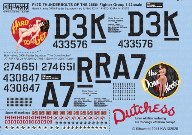 ���åĥ��� KW132029 1/32 WWII ����ꥫ���� P-47D ��������ܥ�� ��368��Ʈ�� ��397��Ʈ������ `Hard to Get` & `The Down Necker`