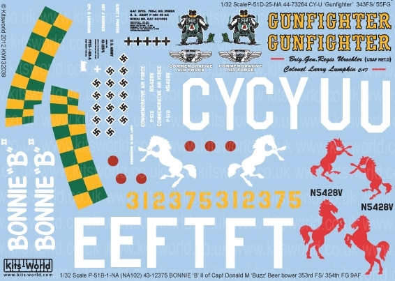 ���åĥ��� KW132039 1/32 WWII ����ꥫ���� P-51B �ޥ����� ��9��Ʈ�� ��353/354��Ʈ������ `Buzz`, P51-D ��55��Ʈ�� ��343��Ʈ������ `Gunfighter`