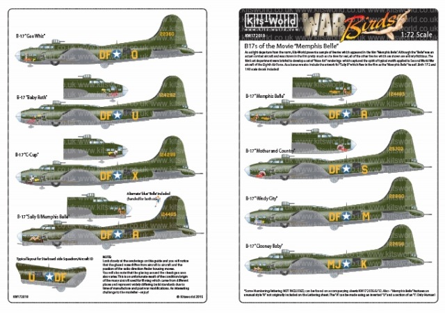 キッツワールド KW172019 1/72 B-17 映画 'メンフィス・ベル