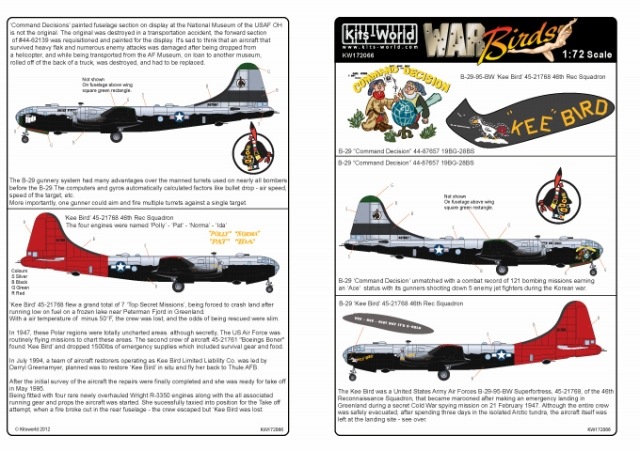 キッツワールド KW172066 1/72 アメリカ陸軍 B-29 スーパー キッツワールド KW172066 1/72 アメリカ陸軍 B-29 スーパー