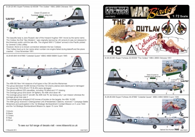 キッツワールド KW172072 1/72 アメリカ陸軍 B-29 スーパー