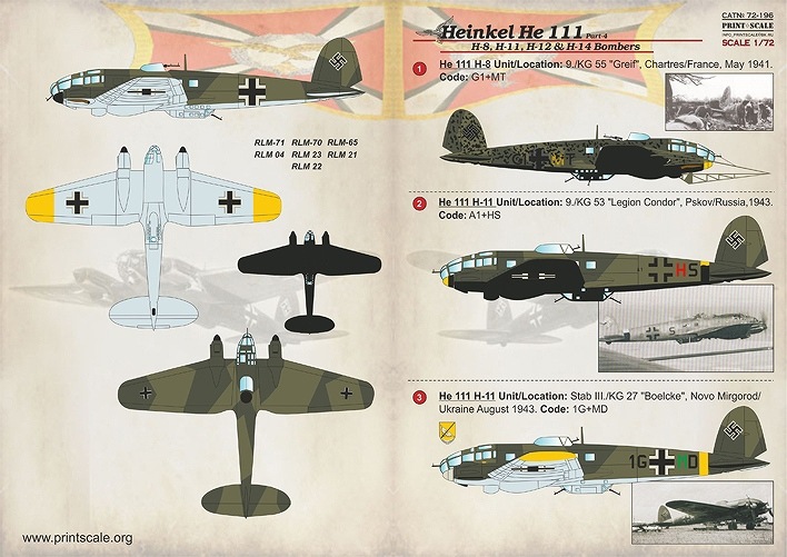 プリントスケール 72-196 1/72 ハインケル He-111 Part 4 | PRINT