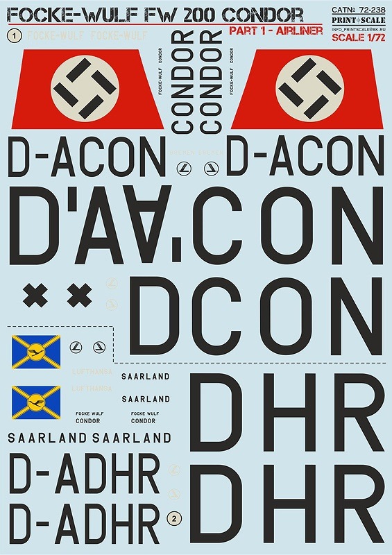 プリントスケール 72-238 1/72 フォッケウルフ Fw200 コンドル Part1