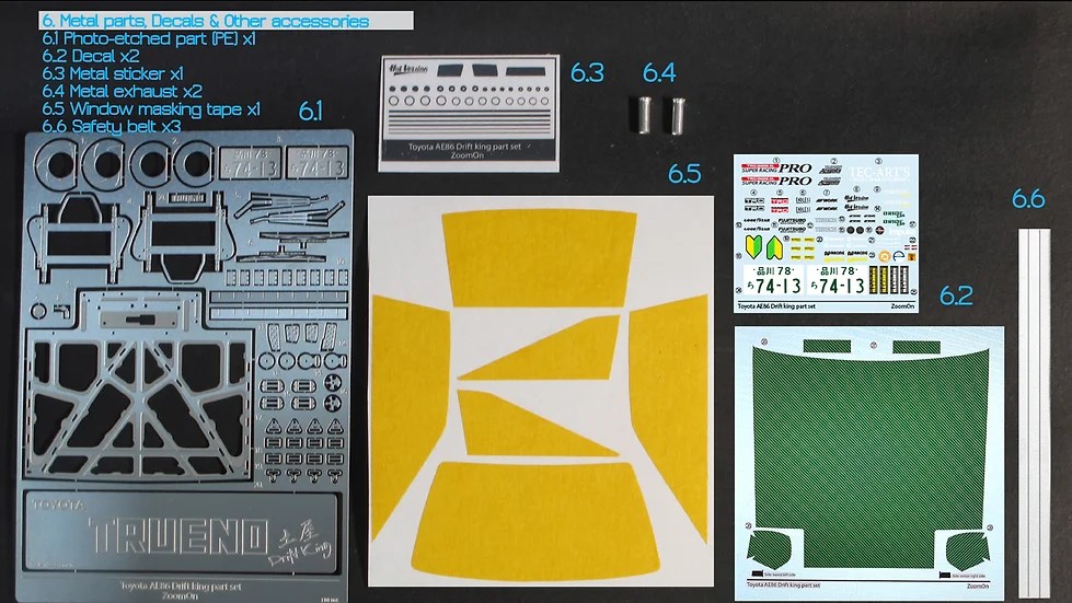 ZoomOn Z100 1/24 トヨタ AE86 ドリフトキングバージョン パーツセット