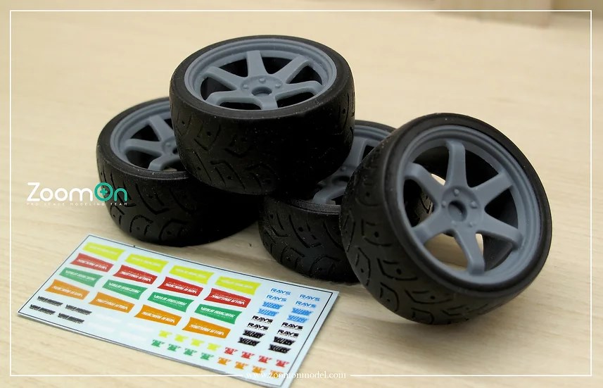 ZoomOn ZR081 1/24 19インチ レイズ TE37 ホイールセット | ZoomOn,ZR