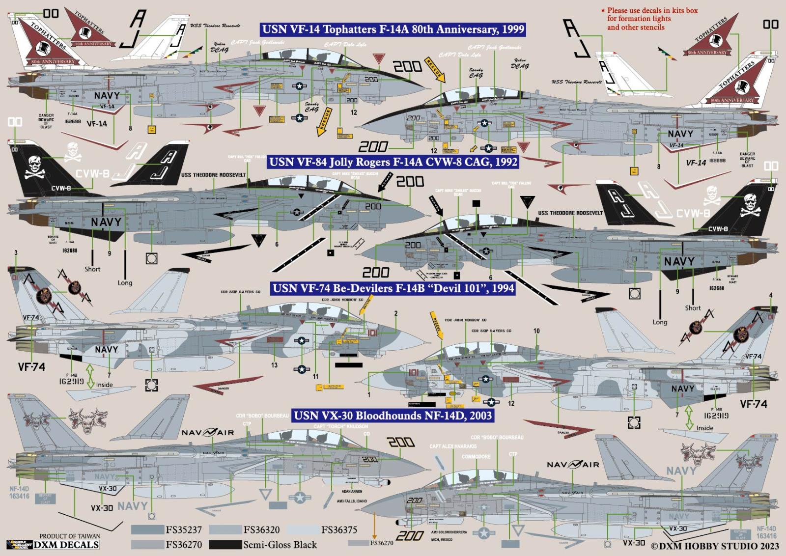 DXM 31-4158 1/48 アメリカ海軍 F-14A/B/D VF-14/74/84/ & VX-30