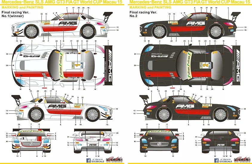 SKデカール Sk24023 1/24 メルセデスベンツ SLS AMG GT FIA GT