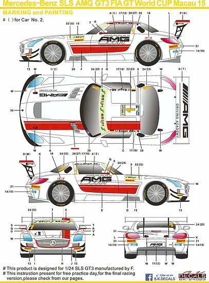 SKデカール Sk24023 1/24 メルセデスベンツ SLS AMG GT FIA GT