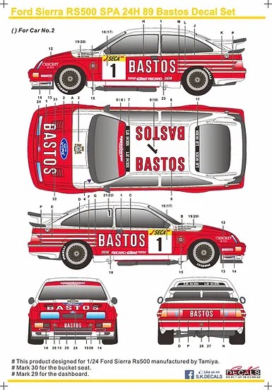 SK�ǥ����� SK24062 1/24 �ե����ɡ������� RS500 Spa 24H 89 Bastos �ǥ����륻�å�