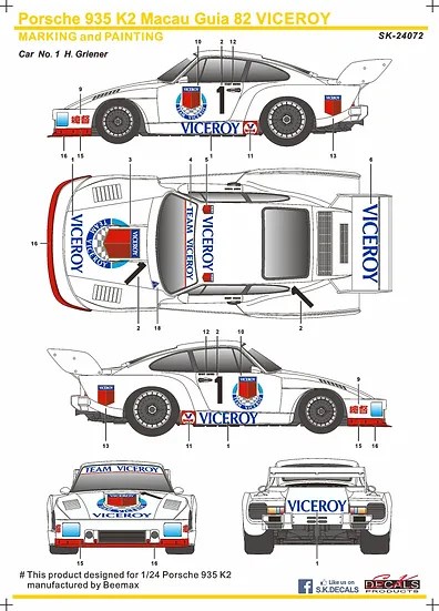 SK�ǥ����� SK24072 1/24 ����ޡ� �ݥ륷�� 935 K2 �ޥ��� ���� 82 VICEROY