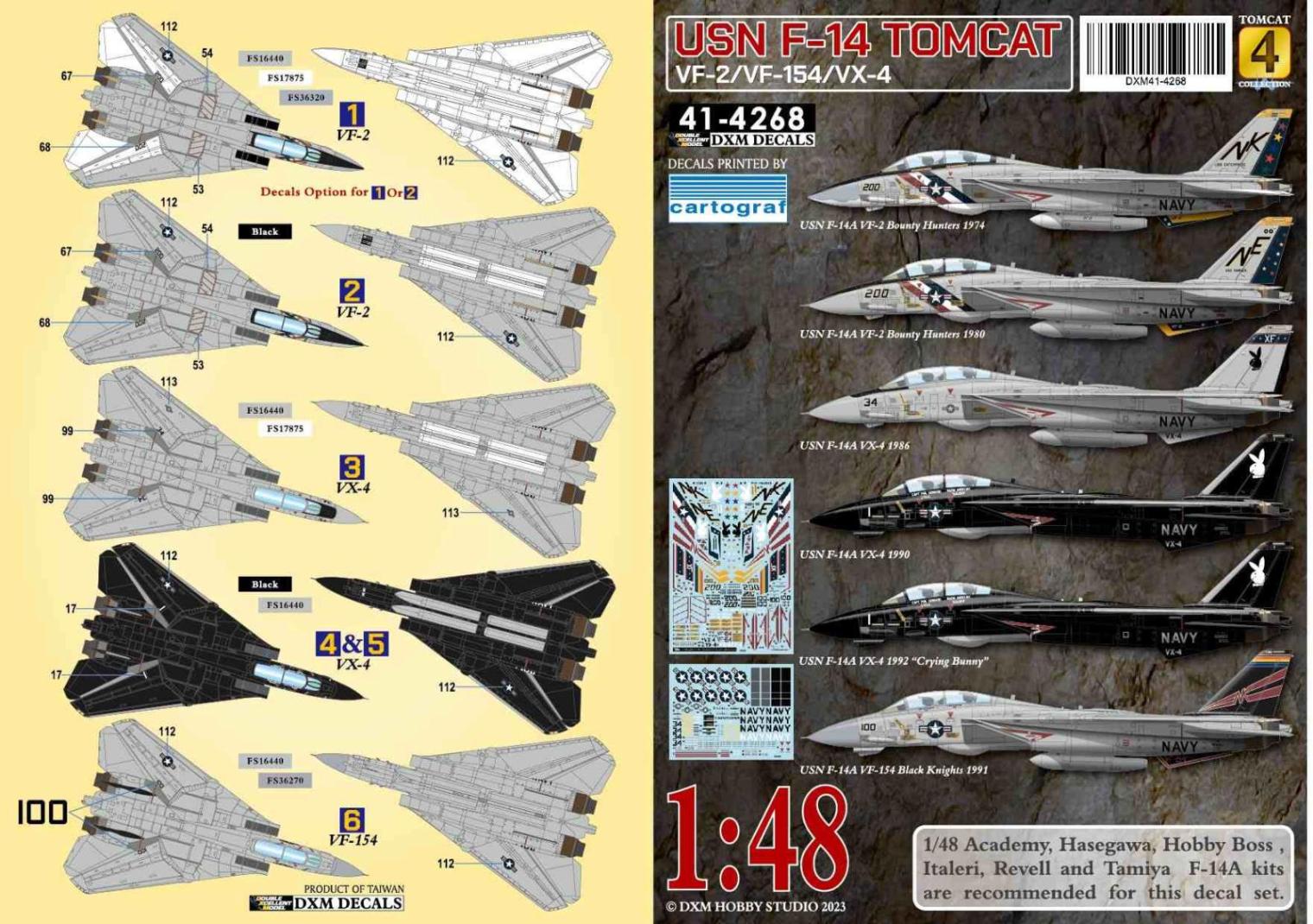 DXM 41-4268 1/48 アメリカ海軍 F-14A VF-2/VX-4/VF-154 トムキャット