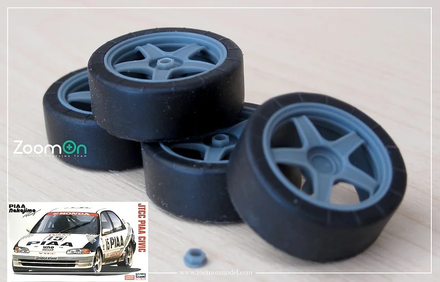 ZoomOn ZR118 1/24 17インチ 旭テック EG JTCC ホイールセット (タイヤ