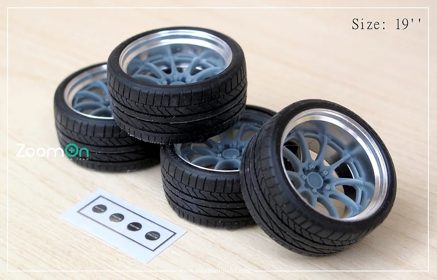 ☆じんちゃん☆19インチ スポーツホイールセット ZoomOn ZR122 1/24 19インチ レイズ ボルク レーシング GT-N