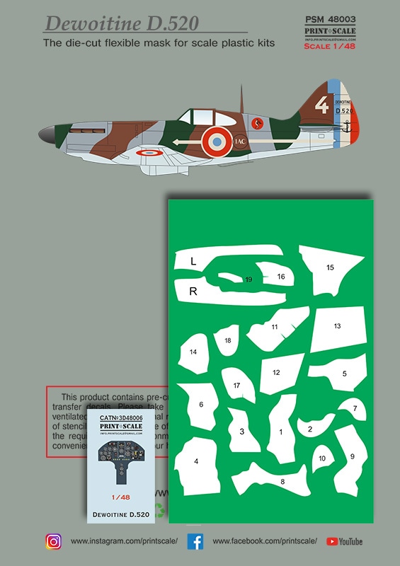 ץȥ 1/48 PSM48003 ǥƥ D.520 ޥ+ǥ+3Dǥ