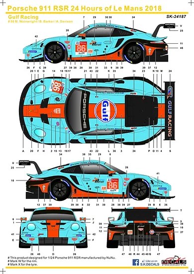SKǥ 1/24 SK24187 ݥ륷 911 RSR FIA ѵ긢 롦ޥ24֥졼  2018 G 졼