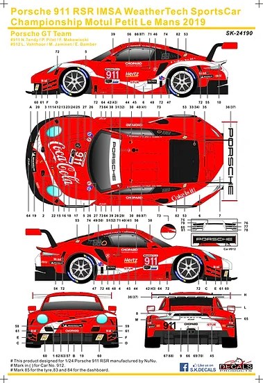 SK�ǥ����� 1/24 SK24190 �ݥ륷�� 911 RSR IMSA ���ݡ��ĥ������긢 �ץ����롦�ޥ� 2019 �ݥ륷�� GT ������