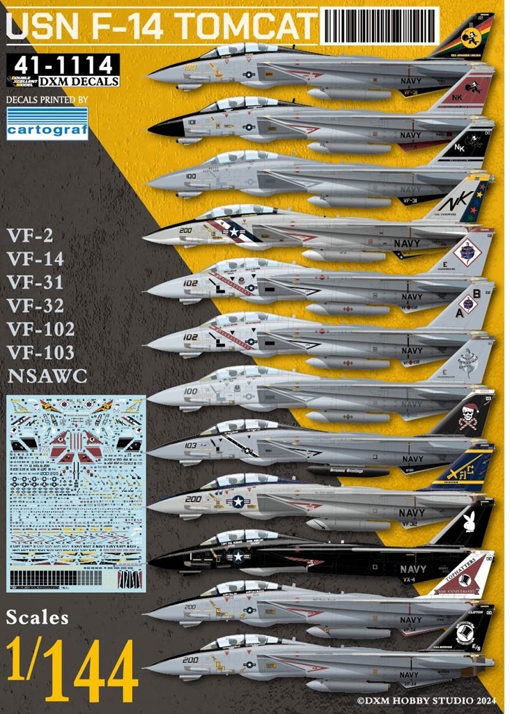 DXM 41-1114 1/144 ����ꥫ����F-14A/B/D �ȥ७��å� VF-2/14/31/32/102/103/NSAWC 12 �������� ���쥯�����