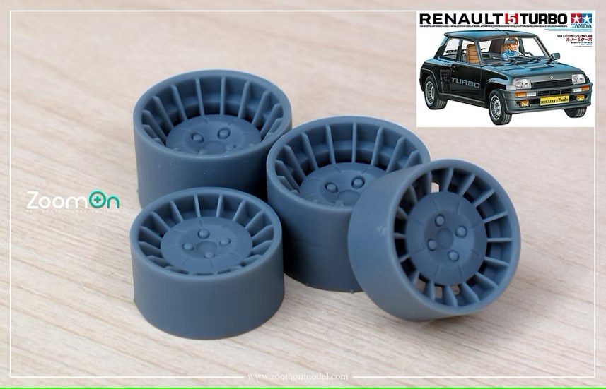 ZoomOn ZR136 1/24 ルノー 5 ターボ OEMホイールリムセット（タミヤ用