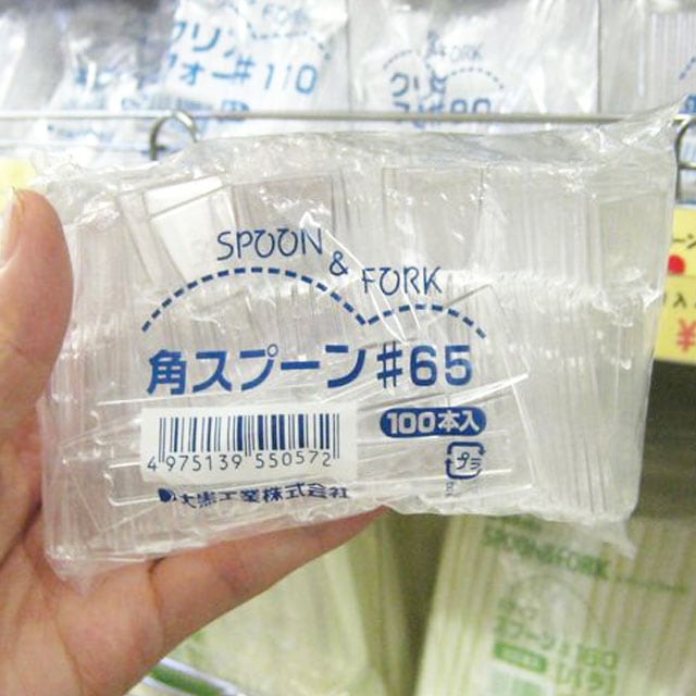 角スプーン６．５ｃｍ透明　バラ（１００本入）