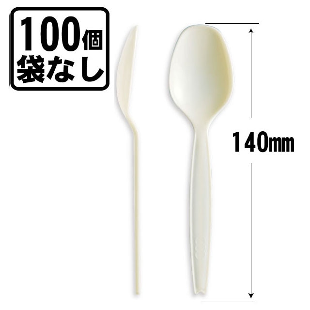 Eタイプスプーン１４ｃｍ白　バラ（１００入）