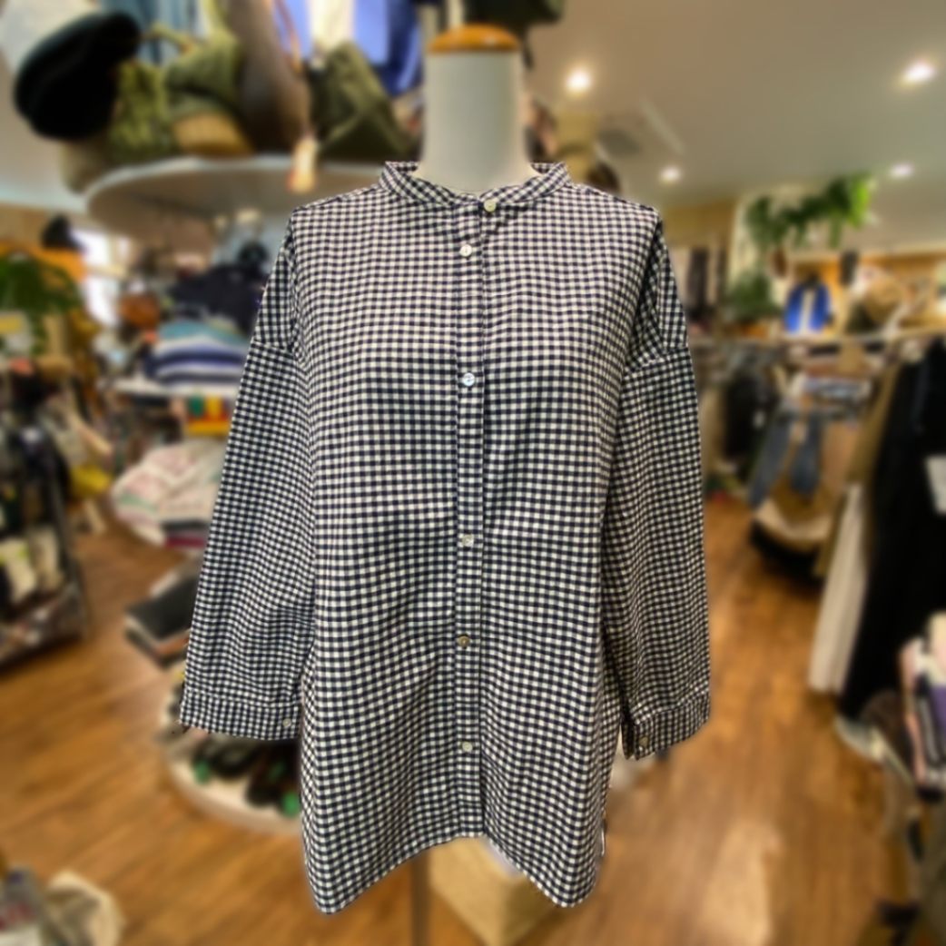 チェックスタンドカラーシャツ　E.m.m.M