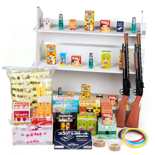 射的&輪投げ台セット お菓子景品付き 100～150人向けセット(射的銃・コルク玉・輪投げ用輪・お菓子景品付きセット 景品数242個) パーティー イベント  駄菓子 わなげ 射的セット 輪投げセット