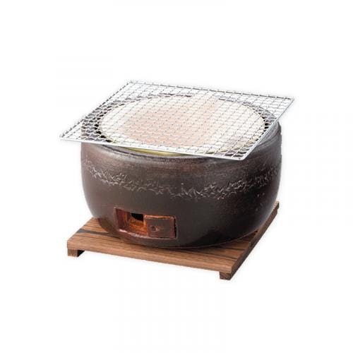 キンカ 三河コンロ大型(ブラウン) C-1 BBQ 焼肉 炭火焼き (中子・焼杉敷板・焼きアミ付き)