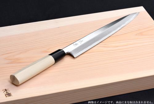 柳刃包丁 白鋼 本霞砥 水牛柄 240mm 右利き用 包丁 木凛