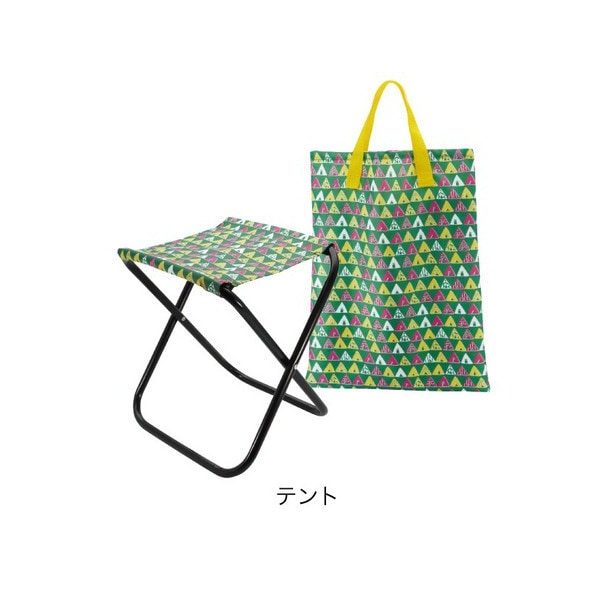 LAUGH-ING フォールディング スツール 柄:テント 持ち運びバッグ付 【SMART LEISURE】