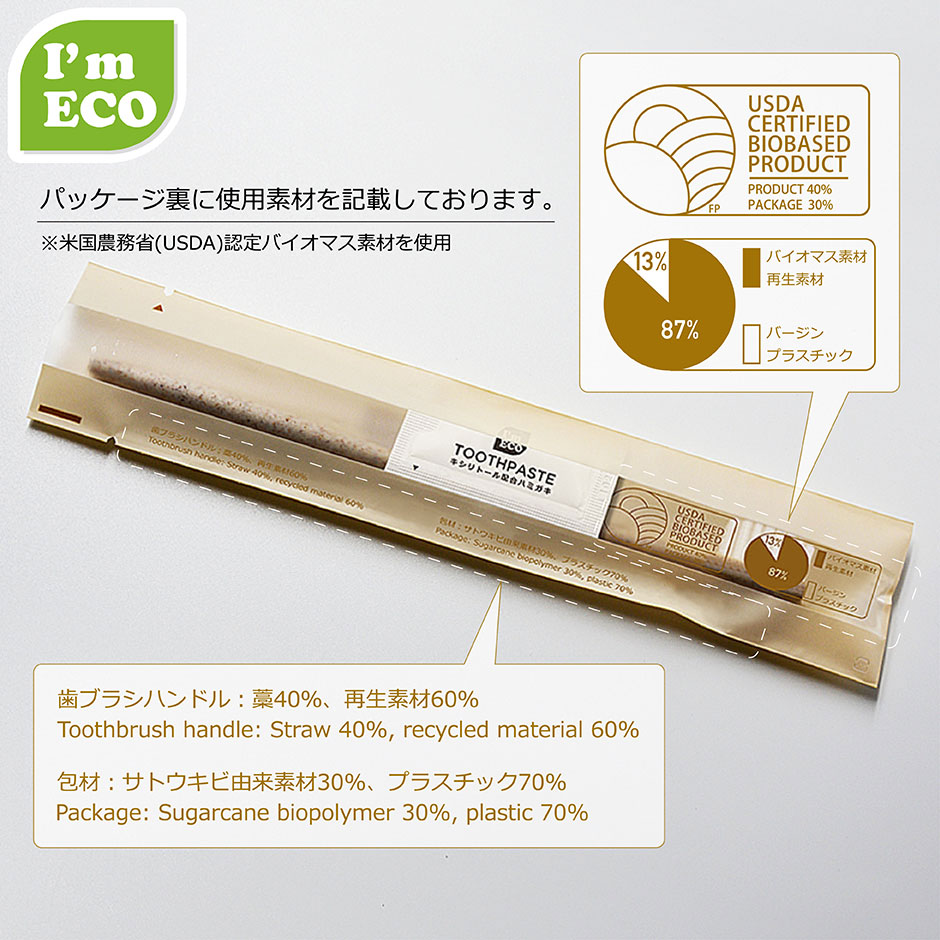 I'm ECO ハブラシセット 24穴藁ナチュラル 【2000セット入
