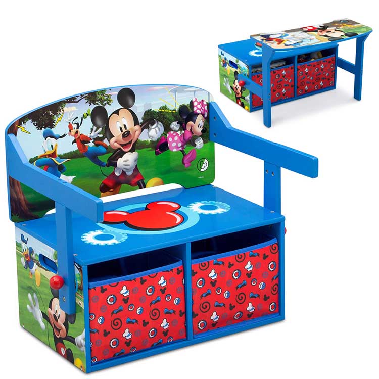 ディズニー ミッキーマウス 収納付き ベンチ テーブルに早変わり 机