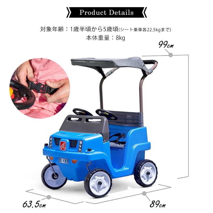 アウトドアワゴン 安全 子供 2人乗り ステップ2 プッシュアラウンド