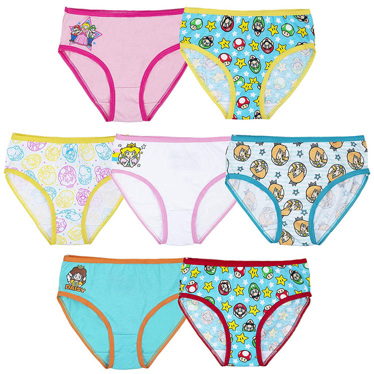 送料無料/ ショーツ 子供 スーパーマリオ 100-120cm 7枚組 女児 キッズ 下着 子ども用 パンツ セット キャラクター パンツ