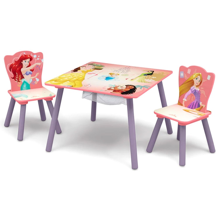 ディズニー プリンセス テーブル＆チェア 収納付き 3点セット サーモン