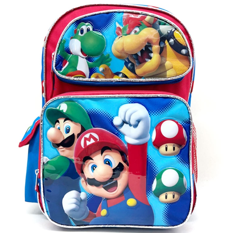 リュックサック スーパーマリオ Lサイズ ブルー 男の子 女の子 マリオ