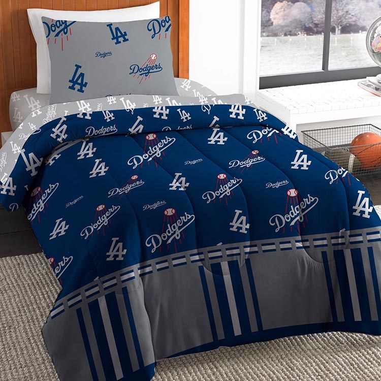 MLB ロサンゼルス ドジャース LA 子供 大人 寝具 4点 セット シングル ベッディング メジャーリーグ ベッドカバー 掛布団 シーツ 枕カバー