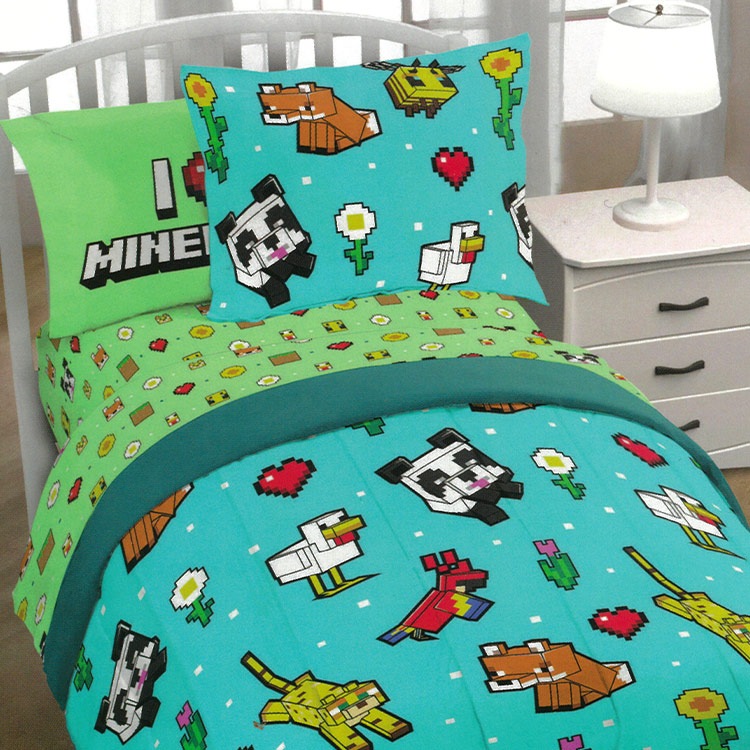 マインクラフト 子供 大人 寝具 5点 セット シングル ベッディング マイクラ ベッドカバー 掛布団 シーツ 枕カバー Mincraft