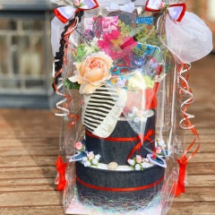 2段 おむつケーキ女の子 デニムベイビー