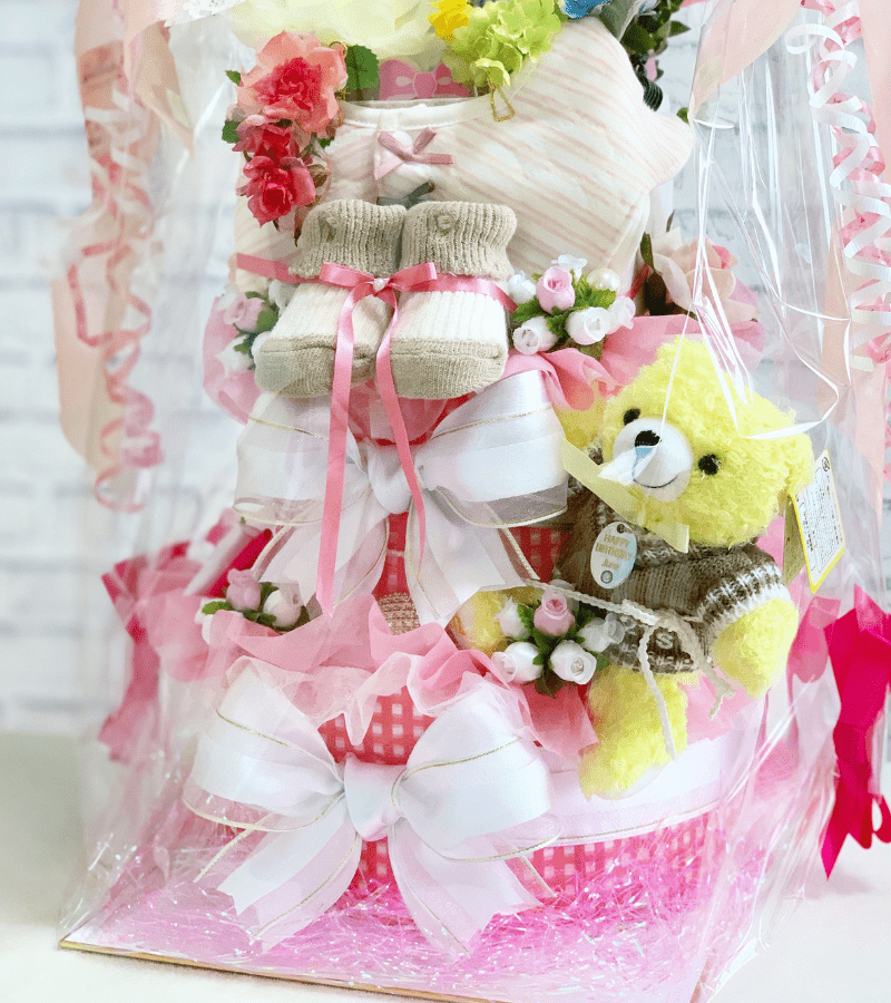 2段 おむつケーキ女の子 フリルシンデレラ