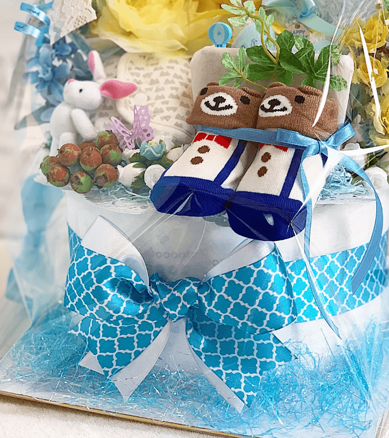 1段 おむつケーキ男の子 ブルーポップ