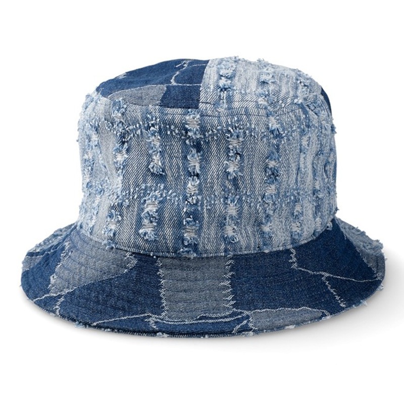 SALE☀️BTS着用KANGOL　ハット　ダメージデニム　Lサイズ　ブルー KANGOL DENIM MASHUP BUCKET カンゴール デニムバケットハット