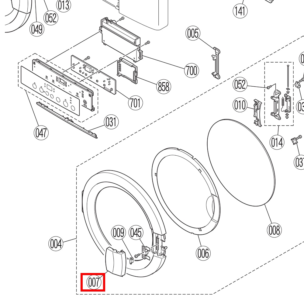 リンナイ Rinnai ガス衣類乾燥機 扉取っ手 072-554-000☆｜パーツコム