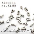 メタルチャーム【316.立体アルファベット】【A〜N シルバー】【一個売り】 金属パーツ アルファベット 文字 パーツ 1個 ハンドメイド チャーム イニシャル DIY 国内発送　ステンレス|メタルチ